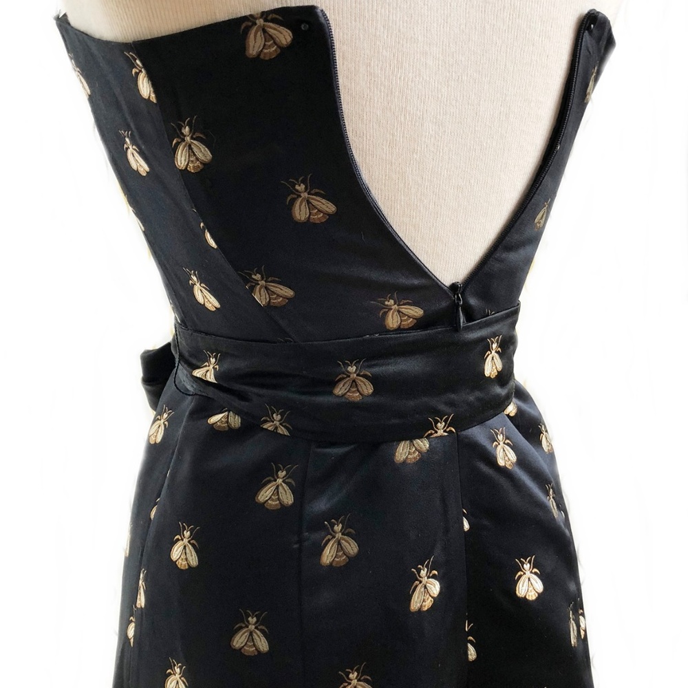 Molly B silk black cocktail dress with bee print - Picture 7 of 8
